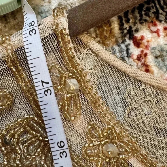 NWT Aidan Mattox Fully Beaded Trapeze Cocktail Dress in Champagne. Size 14 - Picture 14 of 14